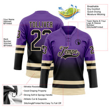 Charger l'image dans la galerie, Custom Purple Black-Cream Fade Fashion Hockey Lace Neck Jersey