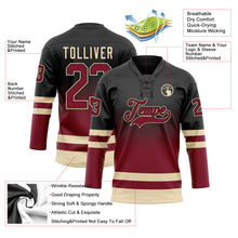 Charger l'image dans la galerie, Custom Black Crimson-Cream Fade Fashion Hockey Lace Neck Jersey