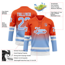 Charger l'image dans la galerie, Custom Orange Light Blue-White Fade Fashion Hockey Lace Neck Jersey