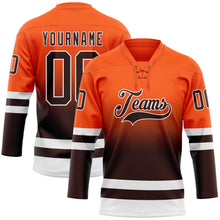 Загрузить изображение в средство просмотра галереи, Custom Orange Brown-White Fade Fashion Hockey Lace Neck Jersey