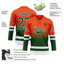 Загрузить изображение в средство просмотра галереи, Custom Orange Green-White Fade Fashion Hockey Lace Neck Jersey