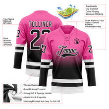 Charger l'image dans la galerie, Custom Pink Black-White Fade Fashion Hockey Lace Neck Jersey