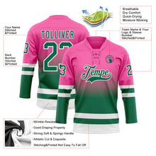 Charger l'image dans la galerie, Custom Pink Kelly Green-White Fade Fashion Hockey Lace Neck Jersey