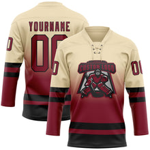 Charger l'image dans la galerie, Custom Cream Crimson-Black Fade Fashion Hockey Lace Neck Jersey