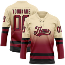 Charger l'image dans la galerie, Custom Cream Crimson-Black Fade Fashion Hockey Lace Neck Jersey