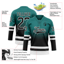 Загрузить изображение в средство просмотра галереи, Custom Teal Black-White Fade Fashion Hockey Lace Neck Jersey