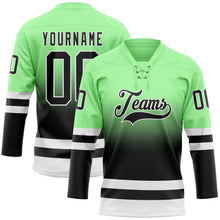 Загрузить изображение в средство просмотра галереи, Custom Pea Green Black-White Fade Fashion Hockey Lace Neck Jersey