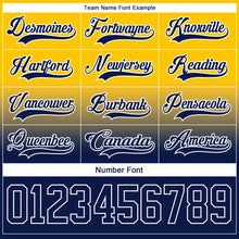 Charger l'image dans la galerie, Custom Yellow Navy-White Fade Fashion Hockey Lace Neck Jersey