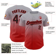 Load image into Gallery viewer, Custom Gray Black-Red Fade Fashion Speckle Authentic Baseball Jersey