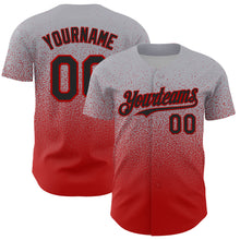 Load image into Gallery viewer, Custom Gray Black-Red Fade Fashion Speckle Authentic Baseball Jersey