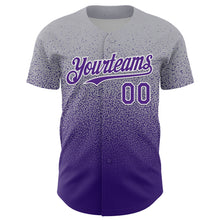 Load image into Gallery viewer, Custom Gray Purple-White Fade Fashion Speckle Authentic Baseball Jersey