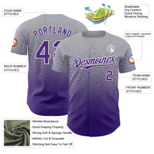 Load image into Gallery viewer, Custom Gray Purple-White Fade Fashion Speckle Authentic Baseball Jersey