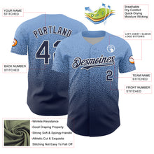 Charger l'image dans la galerie, Custom Light Blue Navy-White Fade Fashion Speckle Authentic Baseball Jersey