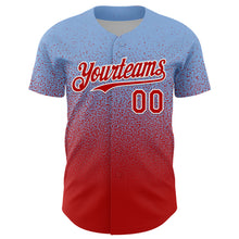 Charger l'image dans la galerie, Custom Light Blue Red-White Fade Fashion Speckle Authentic Baseball Jersey