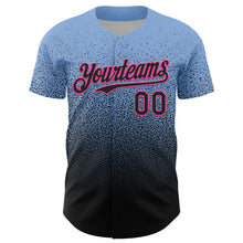 Charger l'image dans la galerie, Custom Light Blue Black-Pink Fade Fashion Speckle Authentic Baseball Jersey