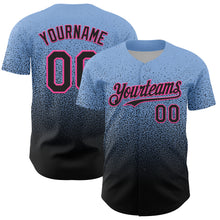 Charger l'image dans la galerie, Custom Light Blue Black-Pink Fade Fashion Speckle Authentic Baseball Jersey