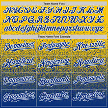 Load image into Gallery viewer, Custom Yellow Royal-White Fade Fashion Speckle Authentic Baseball Jersey
