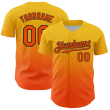 Charger l'image dans la galerie, Custom Yellow Orange-Black Fade Fashion Speckle Authentic Baseball Jersey