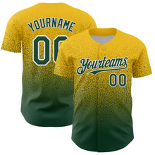 Load image into Gallery viewer, Custom Yellow Green-White Fade Fashion Speckle Authentic Baseball Jersey