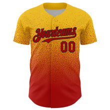 Загрузить изображение в средство просмотра галереи, Custom Yellow Red-Black Fade Fashion Speckle Authentic Baseball Jersey