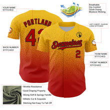 Загрузить изображение в средство просмотра галереи, Custom Yellow Red-Black Fade Fashion Speckle Authentic Baseball Jersey