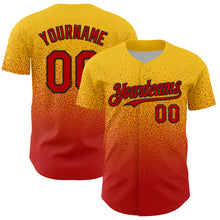 Загрузить изображение в средство просмотра галереи, Custom Yellow Red-Black Fade Fashion Speckle Authentic Baseball Jersey
