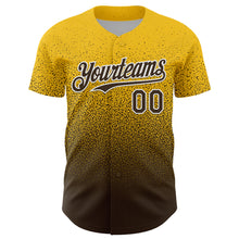 Load image into Gallery viewer, Custom Yellow Brown-White Fade Fashion Speckle Authentic Baseball Jersey