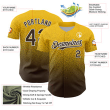 Load image into Gallery viewer, Custom Yellow Brown-White Fade Fashion Speckle Authentic Baseball Jersey