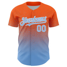 Загрузить изображение в средство просмотра галереи, Custom Orange Light Blue-White Fade Fashion Speckle Authentic Baseball Jersey