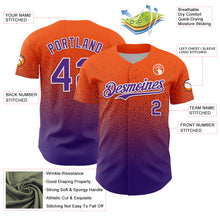 Charger l'image dans la galerie, Custom Orange Purple-White Fade Fashion Speckle Authentic Baseball Jersey