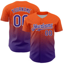 Charger l'image dans la galerie, Custom Orange Purple-White Fade Fashion Speckle Authentic Baseball Jersey