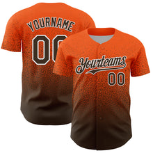 Load image into Gallery viewer, Custom Orange Brown-White Fade Fashion Speckle Authentic Baseball Jersey