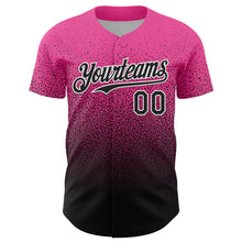 Load image into Gallery viewer, Custom Pink Black-White Fade Fashion Speckle Authentic Baseball Jersey