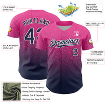 Load image into Gallery viewer, Custom Pink Navy-White Fade Fashion Speckle Authentic Baseball Jersey