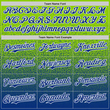 Laden Sie das Bild in den Galerie-Viewer, Custom Neon Green Royal-White Fade Fashion Speckle Authentic Baseball Jersey