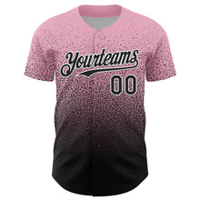 Load image into Gallery viewer, Custom Light Pink Black-White Fade Fashion Speckle Authentic Baseball Jersey