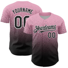Load image into Gallery viewer, Custom Light Pink Black-White Fade Fashion Speckle Authentic Baseball Jersey