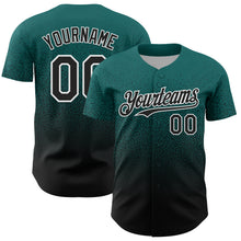 Загрузить изображение в средство просмотра галереи, Custom Teal Black-White Fade Fashion Speckle Authentic Baseball Jersey