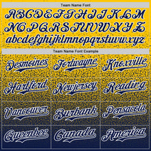 Load image into Gallery viewer, Custom Yellow Navy-White Fade Fashion Speckle Authentic Baseball Jersey