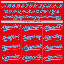 Laden Sie das Bild in den Galerie-Viewer, Custom Fire Red Light Blue-Steel Gray Authentic Baseball Jersey