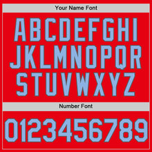 Laden Sie das Bild in den Galerie-Viewer, Custom Fire Red Light Blue-Steel Gray Authentic Baseball Jersey