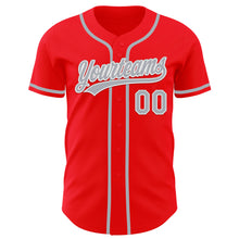 Laden Sie das Bild in den Galerie-Viewer, Custom Fire Red Gray-White Authentic Baseball Jersey