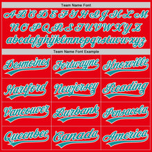 Load image into Gallery viewer, Custom Fire Red Teal-White Authentic Baseball Jersey