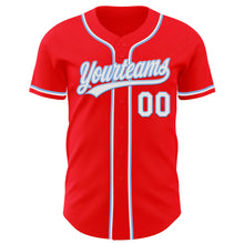 Загрузить изображение в средство просмотра галереи, Custom Fire Red White-Light Blue Authentic Baseball Jersey