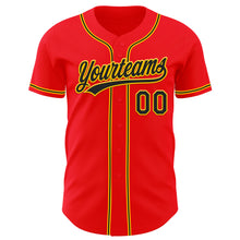 Laden Sie das Bild in den Galerie-Viewer, Custom Fire Red Black-Yellow Authentic Baseball Jersey