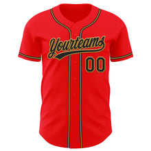 Загрузить изображение в средство просмотра галереи, Custom Fire Red Black-Old Gold Authentic Baseball Jersey