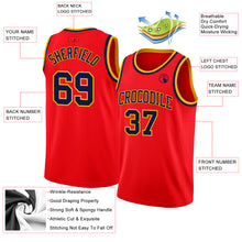 Charger l'image dans la galerie, Custom Fire Red Navy-Gold Authentic Basketball Jersey