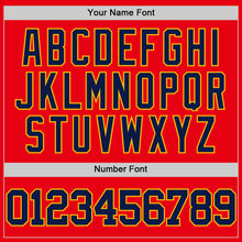 Charger l'image dans la galerie, Custom Fire Red Navy-Gold Authentic Basketball Jersey