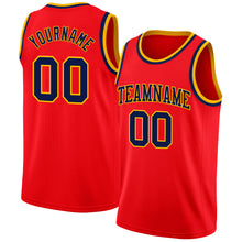 Charger l'image dans la galerie, Custom Fire Red Navy-Gold Authentic Basketball Jersey