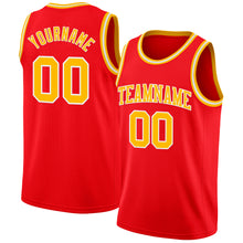Charger l'image dans la galerie, Custom Fire Red Gold-White Authentic Basketball Jersey